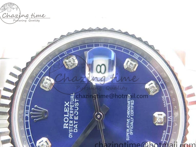 0406 Sporty DateJust 126334 SS Noob 1:1 904L Best Edition Blue Dial Diamond on Oyster Bracelet A 3164